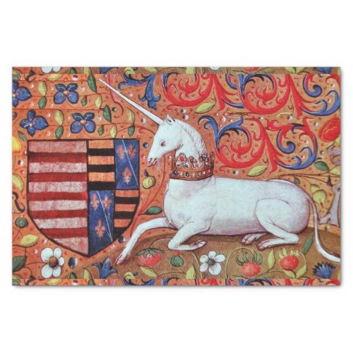 UNICORN MEDIEVAL FANTASY FLOWERSFLORAL SWIRLS TISSUE PAPER