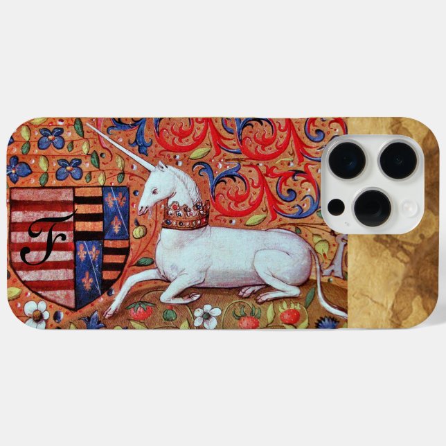 UNICORN Medieval Floral,Brown Parchment Monogram Case-Mate iPhone Case (Back (Horizontal))