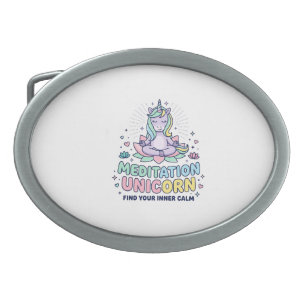 Unicorn Meditation Unicorn Bold Typography T-Shirt Belt Buckle