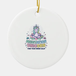 Unicorn Meditation Unicorn Bold Typography T-Shirt Ceramic Ornament