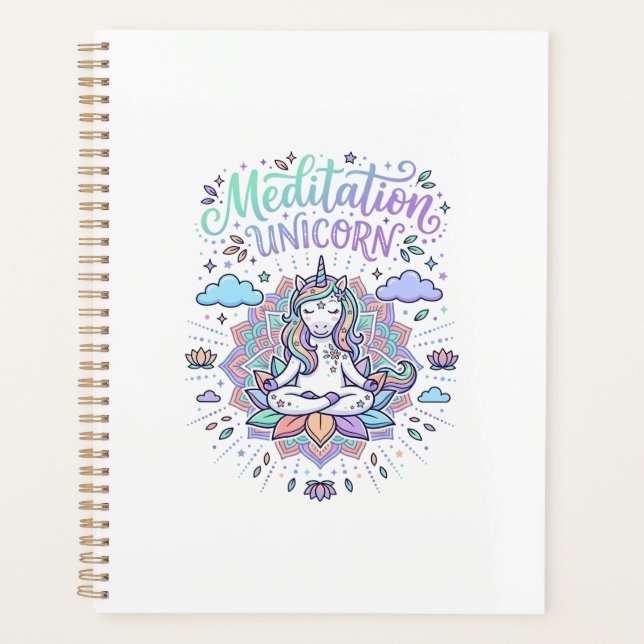 Unicorn Meditation Unicorn White Background Vector Planner (Front)