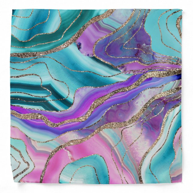 Unicorn Mermaid Agate Glitter Glam #1 #marble Bandana (Front)