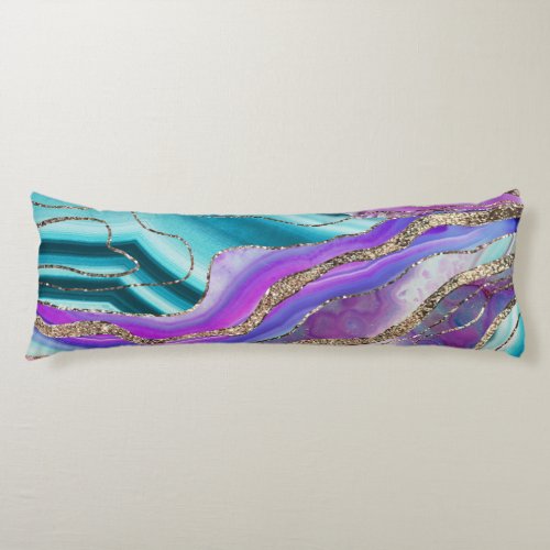 Unicorn Mermaid Agate Glitter Glam 1 marble Body Pillow