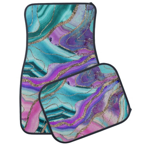 Unicorn Mermaid Agate Glitter Glam 1 marble Car Floor Mat