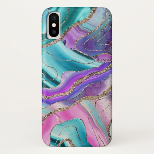 Unicorn Mermaid Agate Glitter Glam 1 marble iPhone X Case