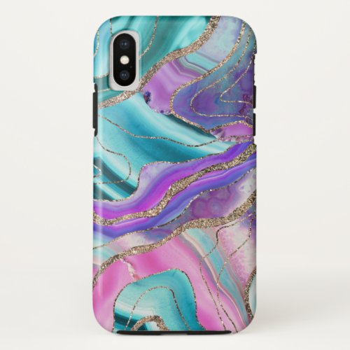 Unicorn Mermaid Agate Glitter Glam 1 marble iPhone X Case