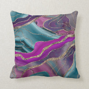 Unicorn Mermaid Agate Glitter Glam #2  Throw Pillow
