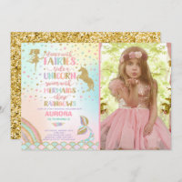 Unicorn Mermaid And Fairy Birthday Invitation