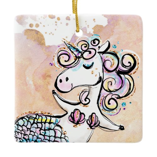 Unicorn Mermaid Ceramic Ornament