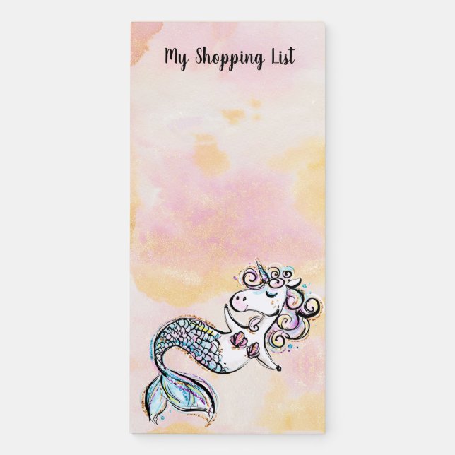 Unicorn Mermaid Magnetic Notepad (Front)