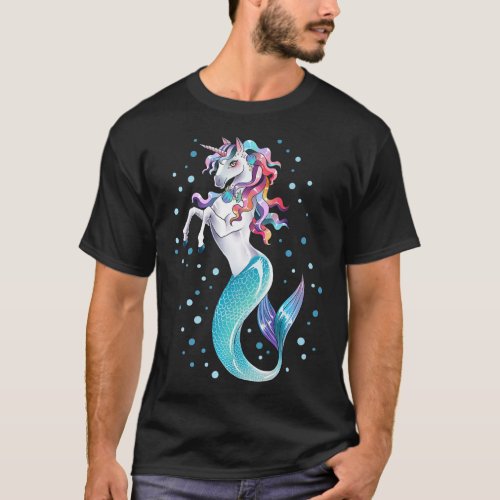Unicorn Mermaid Mermicorn  Girls Kids Rainbow T_Shirt
