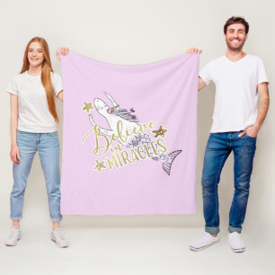 Unicorn Mermaid Modern Trendy Believe in Miracles Fleece Blanket