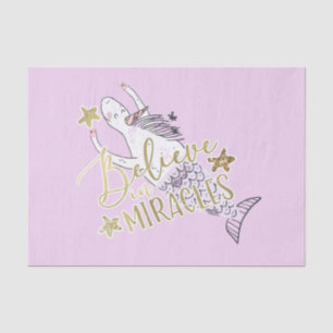 Unicorn Mermaid Modern Trendy Believe in Miracles Tissue Paper