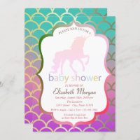 Unicorn Mermaid Scales Baby Shower Invitation