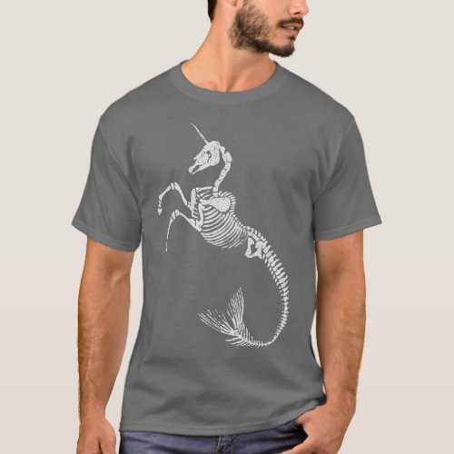 Unicorn Mermaid Skeleton  Halloween Fantasy Art  T_Shirt