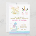 Unicorn &amp; Mermaid Tail Invitation | Rainbow Gold at Zazzle