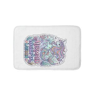 Unicorn Mermaid Unicorn Lagoon Graphic Design Zazz Bath Mat