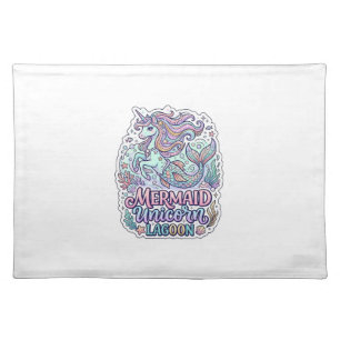 Unicorn Mermaid Unicorn Lagoon Graphic Design Zazz Cloth Placemat