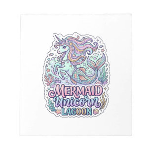 Unicorn Mermaid Unicorn Lagoon Graphic Design Zazz Notepad
