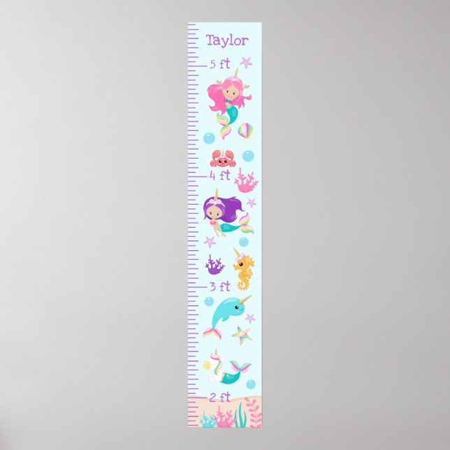Unicorn Mermaids Growth Chart Light Skin Tone (Front)