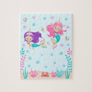 Unicorn Mermaids Under The Sea Light Skin Tone Jigsaw Puzzle