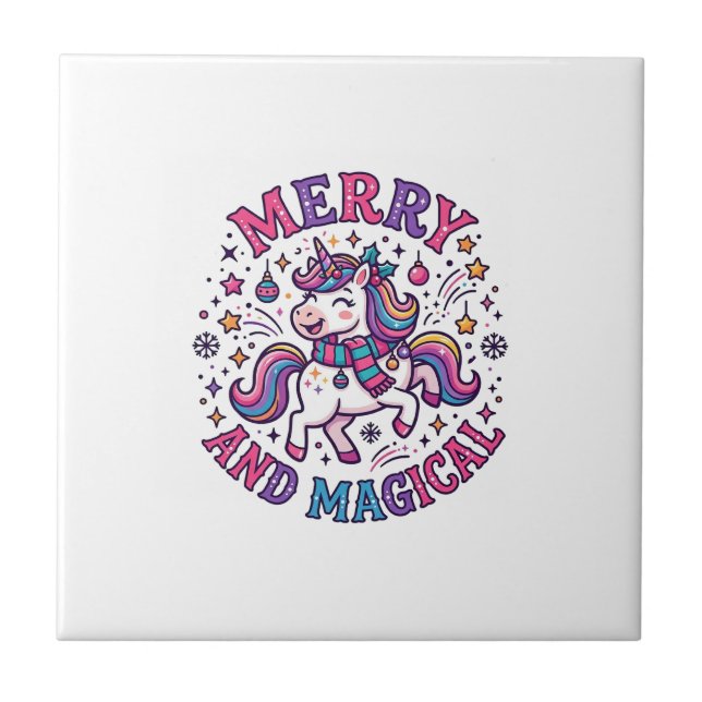 Unicorn Merry and Magical Ceramic Tile (Front)