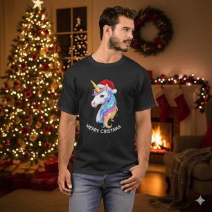 Unicorn Merry Christmas Design T-Shirt
