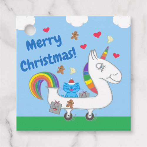 Unicorn Merry Christmas  Milo Blue cat Favor Tags