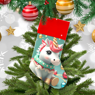Unicorn Merry Christmas Personalized Kids Name Stocking