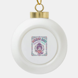 Unicorn Messy Bun Unicorn Mom Retro Style Graphic Ceramic Ball Christmas Ornament