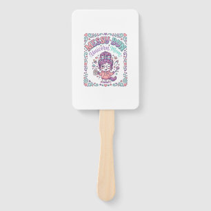 Unicorn Messy Bun Unicorn Mom Retro Style Graphic  Hand Fan