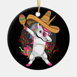 UNICORN MEXICAN HAT CINCO DE MAYO CERAMIC ORNAMENT