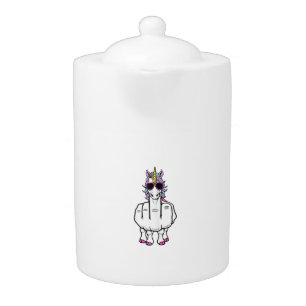 Unicorn Middle Finger Funny Magical Offensive Rude Teapot