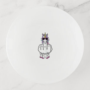 Unicorn Middle Finger Funny Magical Offensive Rude Trinket Tray
