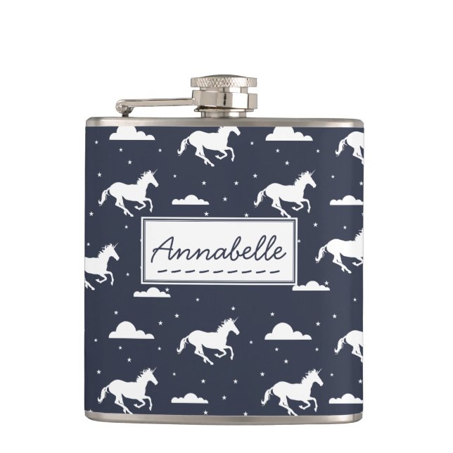Unicorn Midnight Sky Pattern Flask (Front)