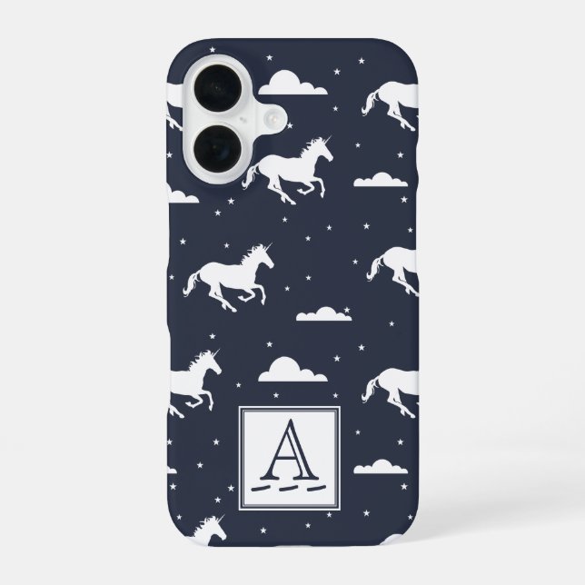 Unicorn Midnight Sky Pattern Monogram Iphone Case (Back)