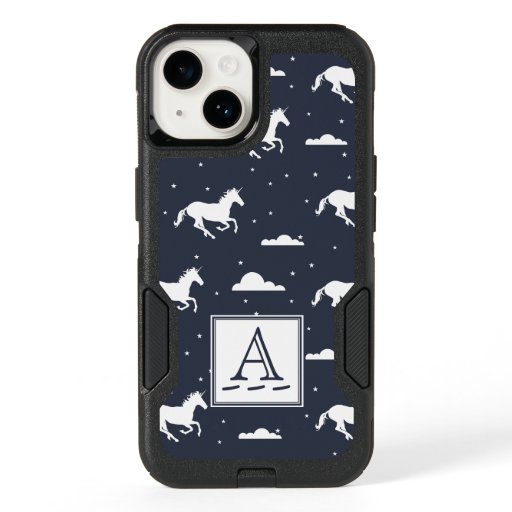 Unicorn Midnight Sky Pattern Monogram OtterBox iPhone 14 Case