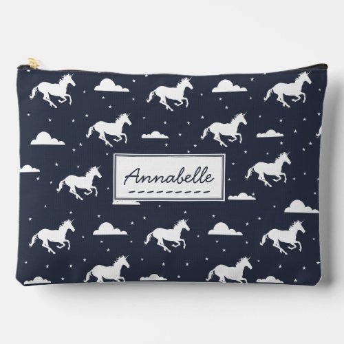 Unicorn Midnight Sky Pattern Personalised Accessory Pouch