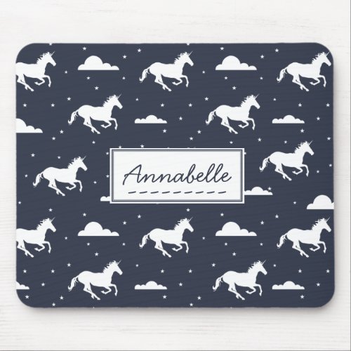 Unicorn Midnight Sky Pattern Personalised Mouse Pad