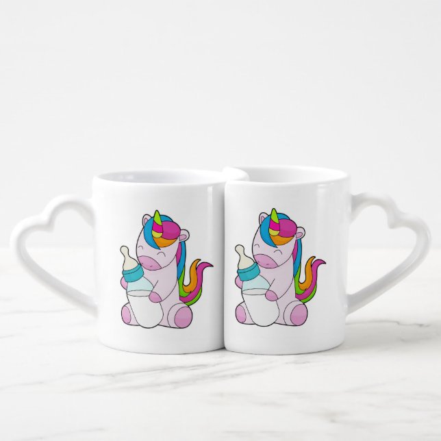 Unicorn Milk bottle Coffee Mug Set (Front Nesting)