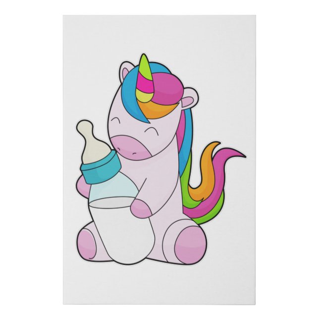 Unicorn Milk bottle Faux Canvas Print (Front)