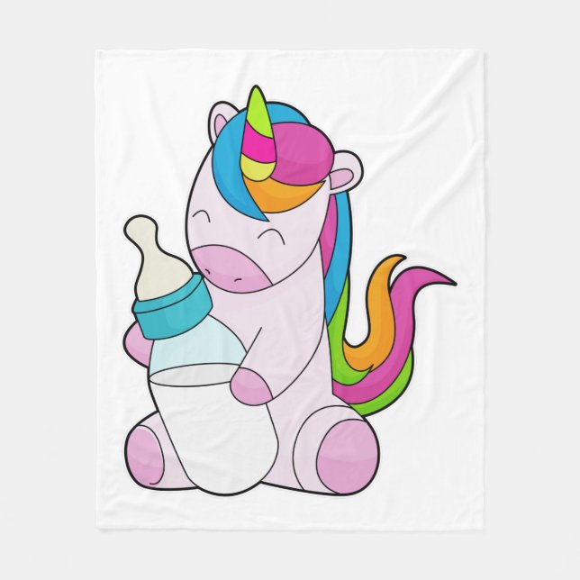Unicorn Milk bottle Fleece Blanket (Front)