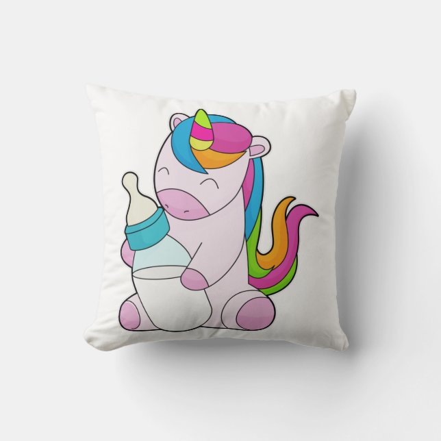 Unicorn Milk bottle Throw Pillow (Front)