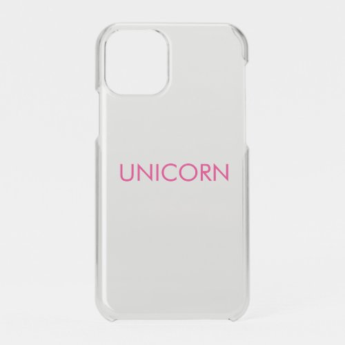 Unicorn minimalist hot pink fuchsia clear iPhone 11 Pro Case