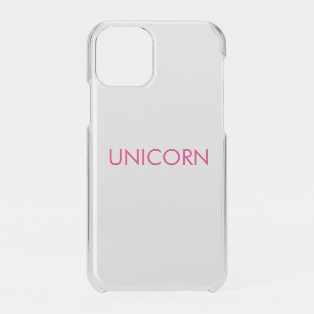 "Unicorn" minimalist hot pink fuchsia clear Uncommon iPhone Case (Back)