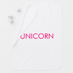 "Unicorn" minimalist hot pink fuchsia white Baby Blanket
