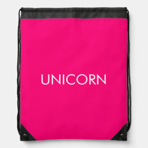 "Unicorn" minimalist hot pink fuchsia white Drawstring Bag