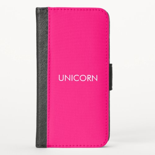 Unicorn minimalist hot pink fuchsia white iPhone X Wallet Case