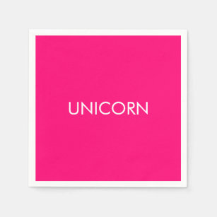 "Unicorn" minimalist hot pink fuchsia white paper Napkins