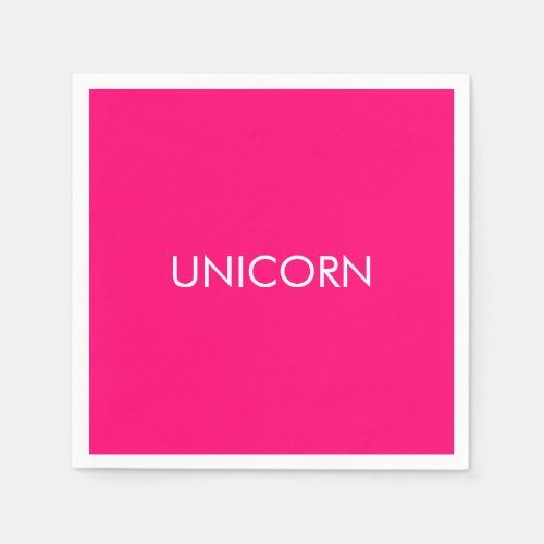 Unicorn minimalist hot pink fuchsia white paper Napkins